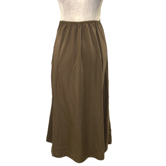 Cuyana Tencel Olive Green Split Front Boho Maxi Skirt - XS - Picture 9 of 15